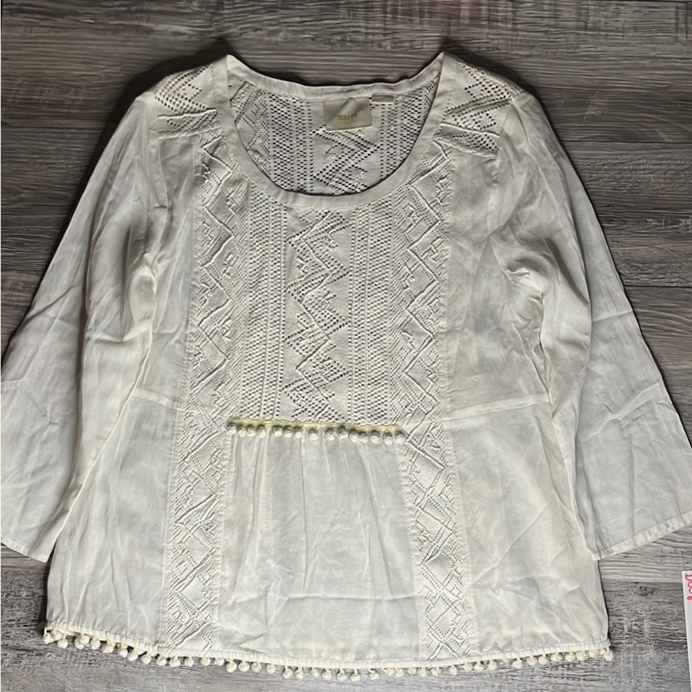Maeve beaded white long sleeve - Anthropologie